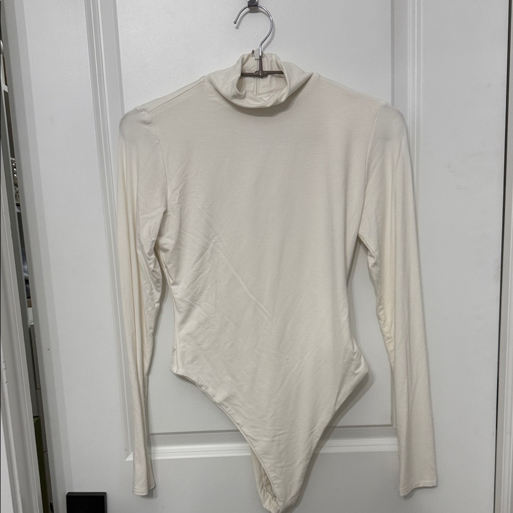 naked wardrobe Cream Long Sleeve Turtleneck Bodysuit